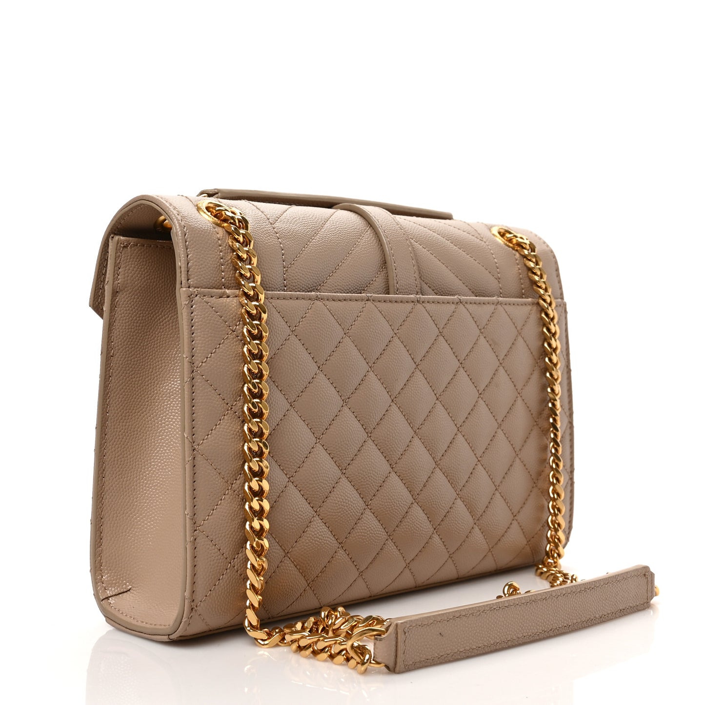 Grain De Poudre Textured Mixed Matelasse Medium Triquilt Monogram Satchel Dark Beige