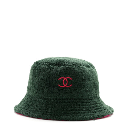 Chanel Cotton Terry Cloth CC Bucket Hat M Green Pink 3 of 10