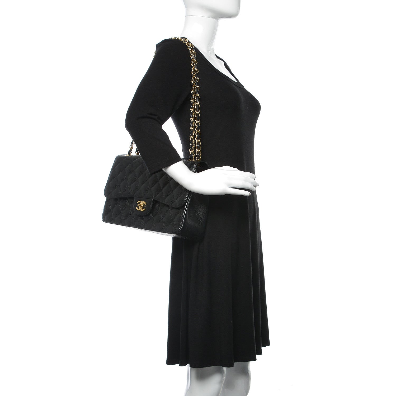 Chanel Caviar Quilted Jumbo Double Flap Black 2 of 9