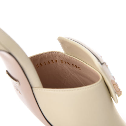 Gucci Malaga Kid Crystal Square G Madelyn Mules 37.5 Vintage White 10 of 12