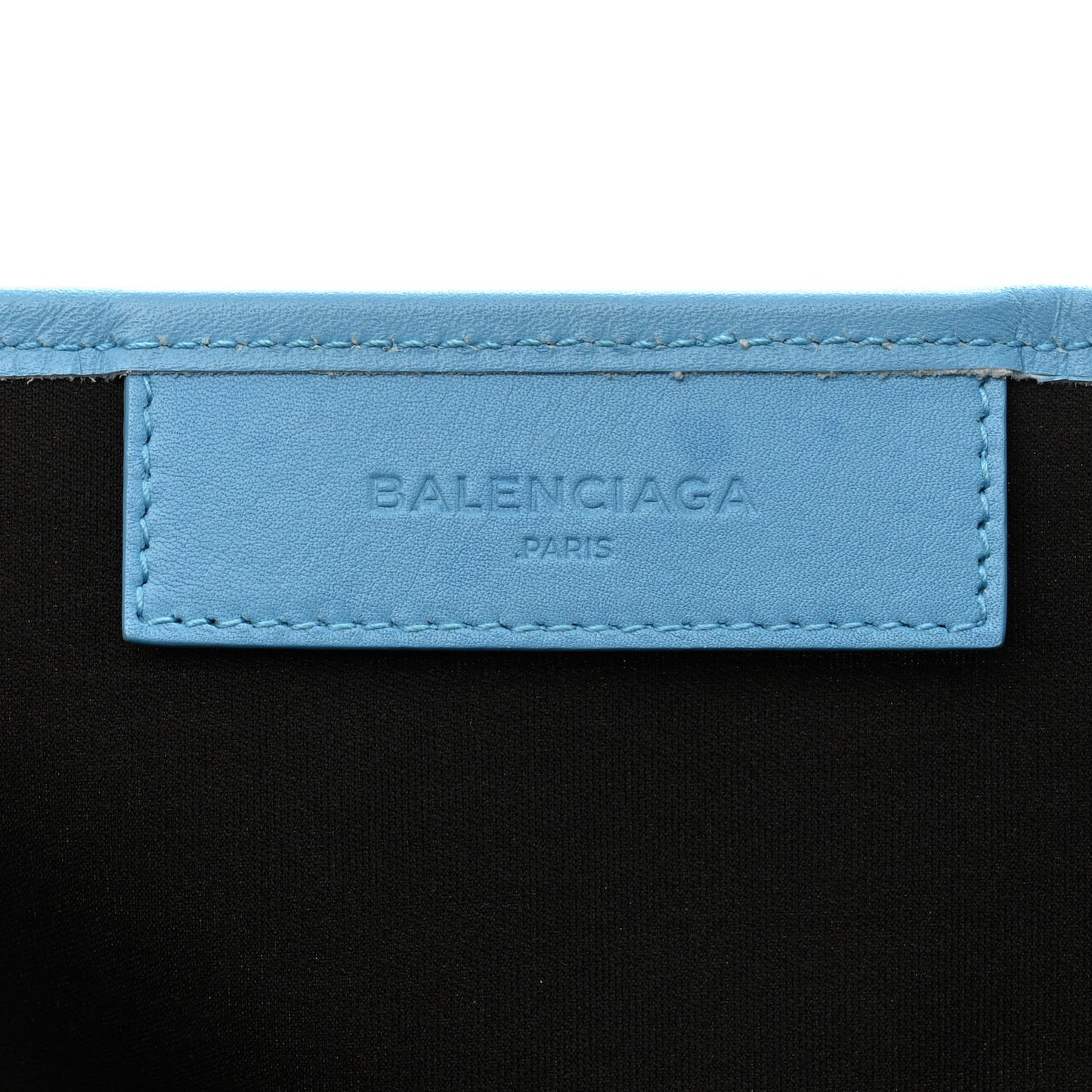 Cotton Canvas Calfskin M Navy Cabas Light Blue