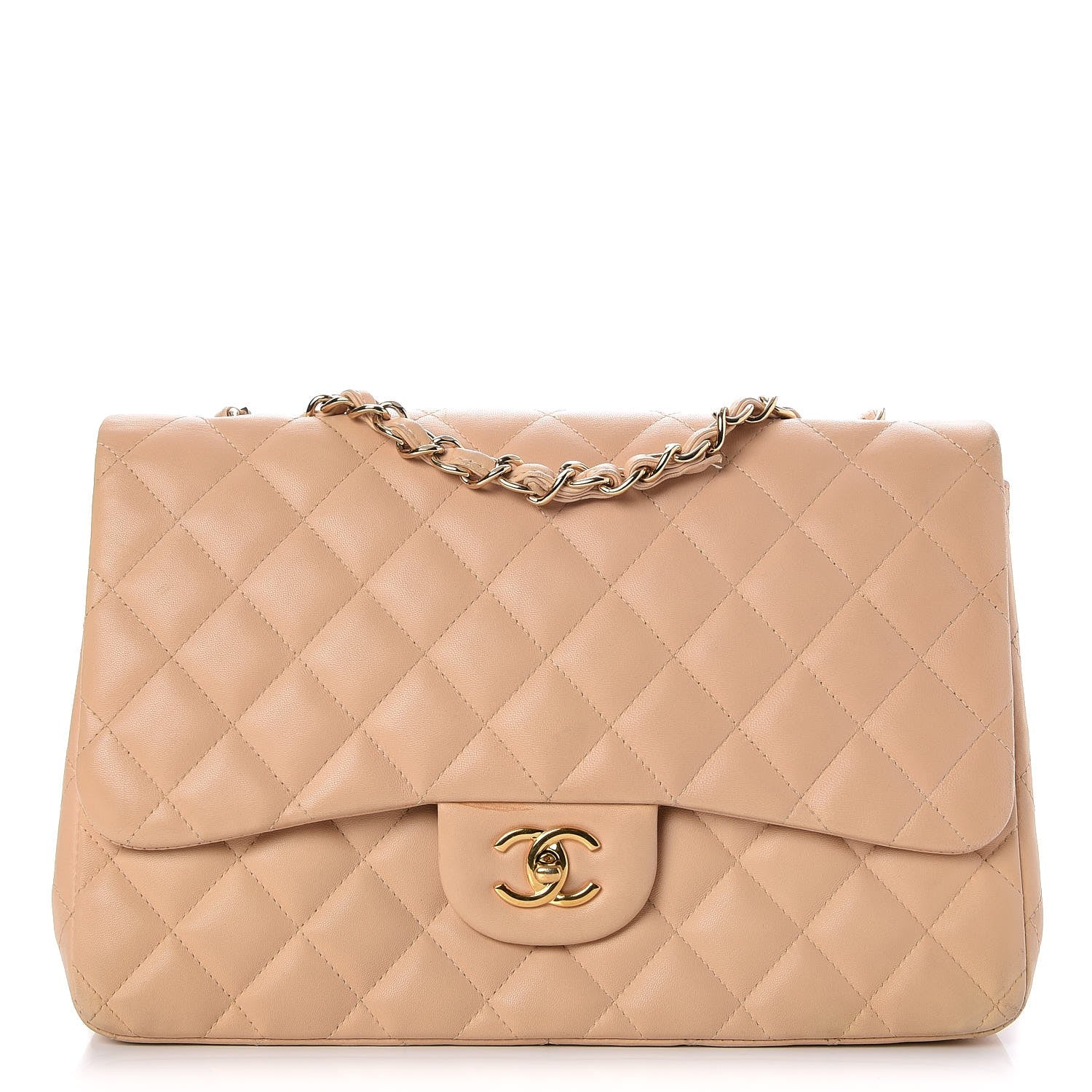Chanel Lambskin Quilted Jumbo Single Flap Beige 1 of 10