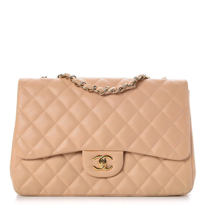 Chanel Lambskin Quilted Jumbo Single Flap Beige 1 of 10