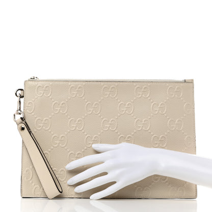 Gucci Calfskin GG Tennis Embossed Wristlet Pouch Mystic White 2 of 7