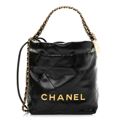 Chanel Shiny Calfskin Quilted Mini Chanel 22 Black 1 of 11