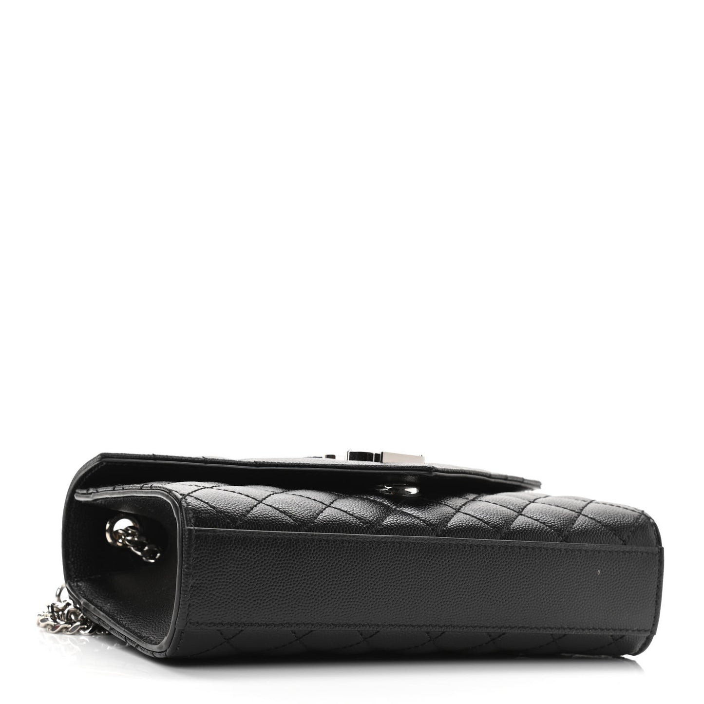 Grain De Poudre Textured Mixed Matelasse Triquilt Small Monogram Satchel Black