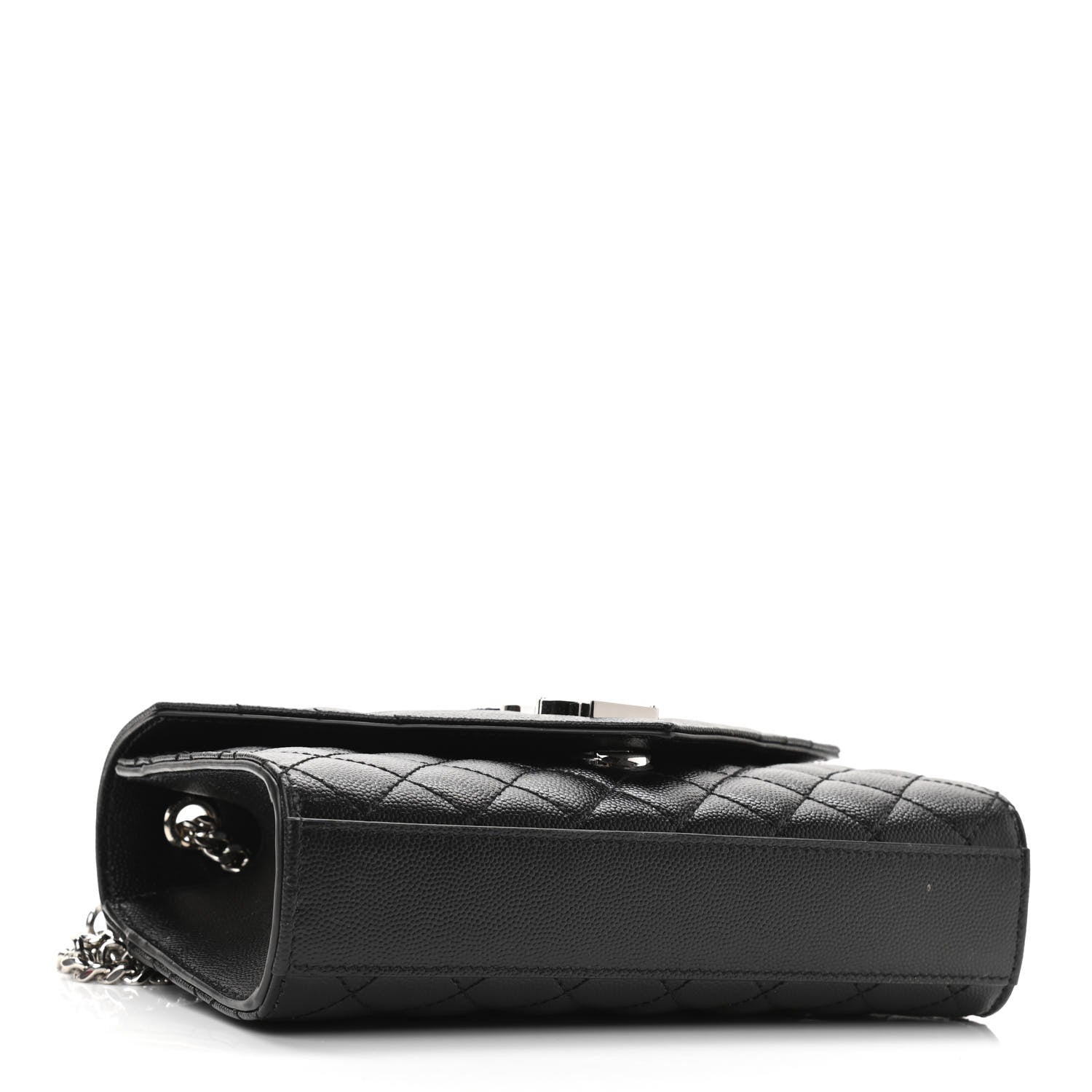 Saint Laurent Grain De Poudre Textured Mixed Matelasse Triquilt Small Monogram Satchel Black 4 of 9