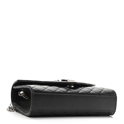 Saint Laurent Grain De Poudre Textured Mixed Matelasse Triquilt Small Monogram Satchel Black 4 of 9