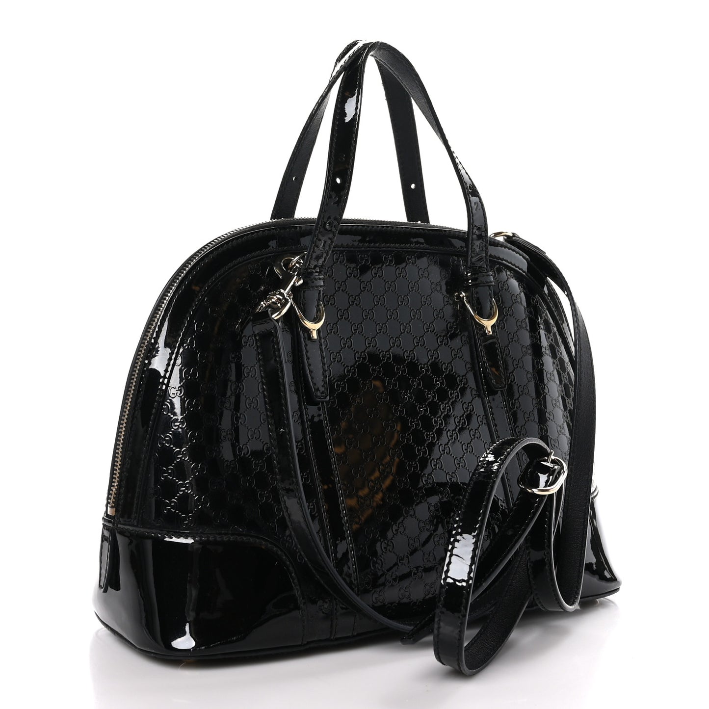 Patent Microguccissima Small Nice Top Handle Dome Bag Black