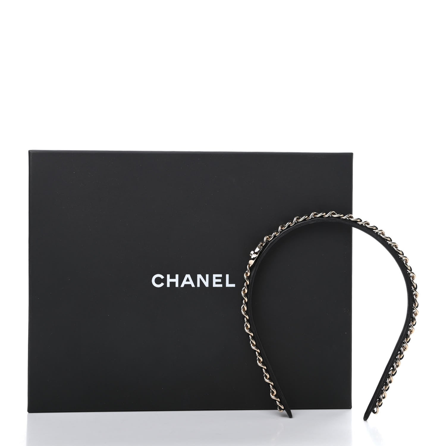 Chanel Metal Lambskin CC Turnlock Chain Headband Gold Black 6 of 6