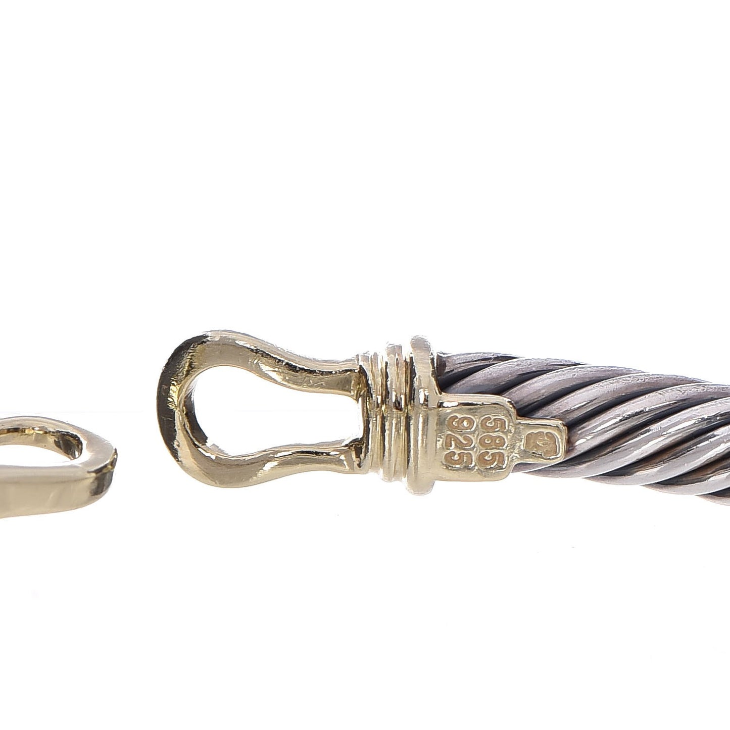 Sterling Silver 14K Yellow Gold 5mm Cable Classic Buckle Bracelet