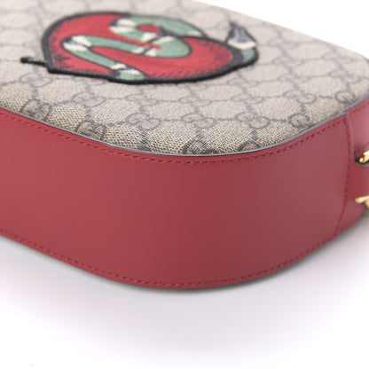 Gucci GG Supreme Monogram Kingsnake Heart Embroidered Mini Chain Shoulder Bag Beige Hibiscus Red 7 of 10