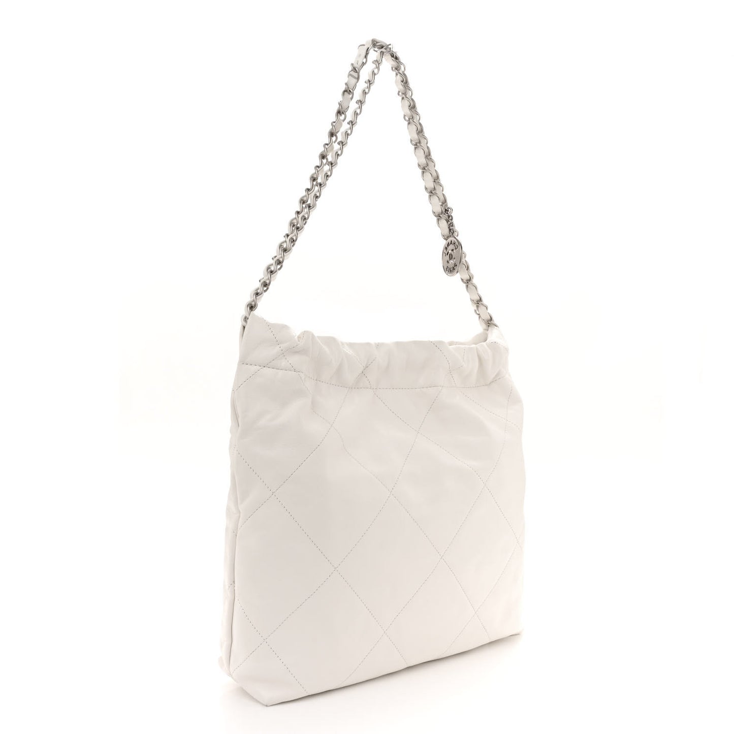 Shiny Calfskin Quilted Small Chanel 22 White