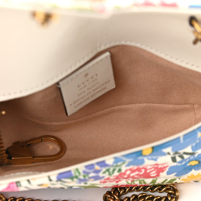 Gucci X KEN SCOTT Calfskin Matelasse Floral Print Super Mini GG Marmont Shoulder Bag Ivory Pink 5 of 11