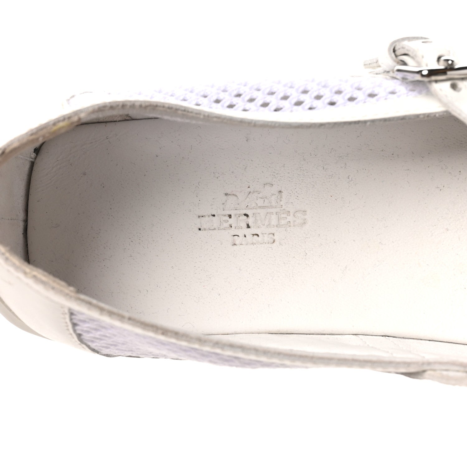 Hermes Crochet Knit Calfskin Kichu Ballet Flats 39 White 8 of 9