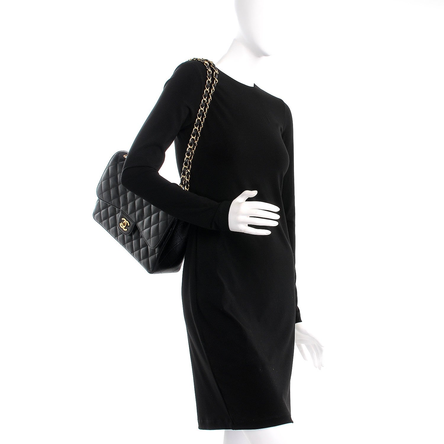 Chanel Caviar Quilted Jumbo Double Flap Black 3 of 12