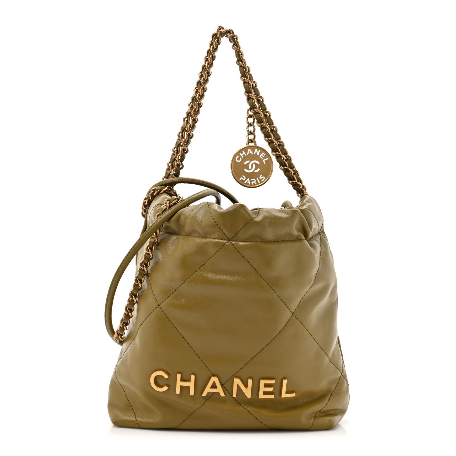 Chanel Shiny Calfskin Quilted Mini Chanel 22 Green 1 of 12