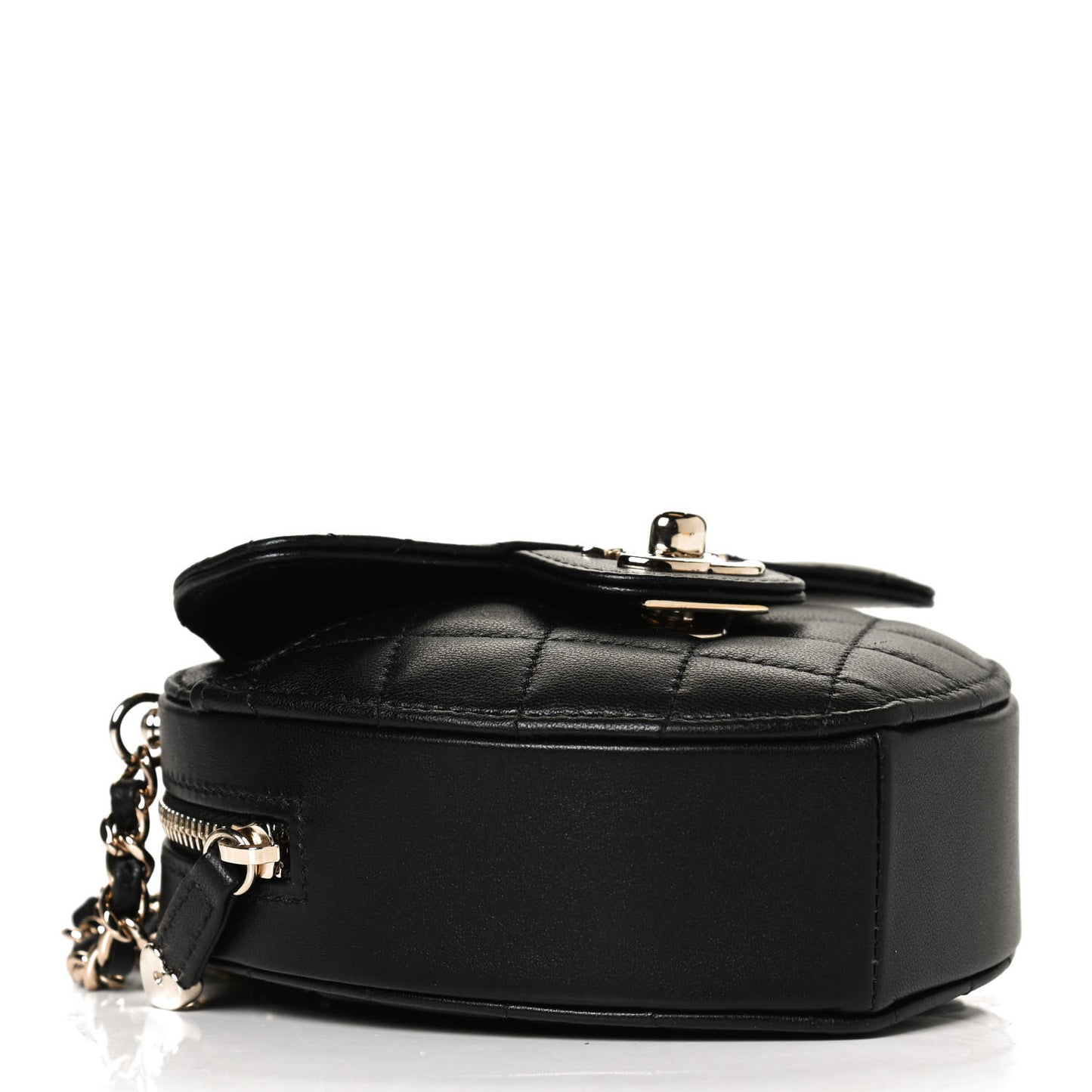Lambskin Quilted CC In Love Heart Clutch With Chain Black