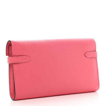 Hermes Chevre Mysore Kelly Longue Wallet Rose Lipstick 3 of 12