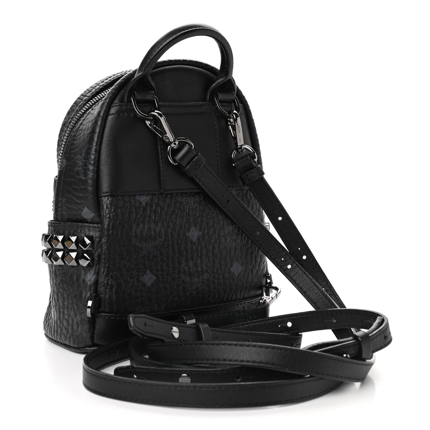 MCM Visetos Side Stud X-Mini Stark Bebe Boo Backpack Black 3 of 10