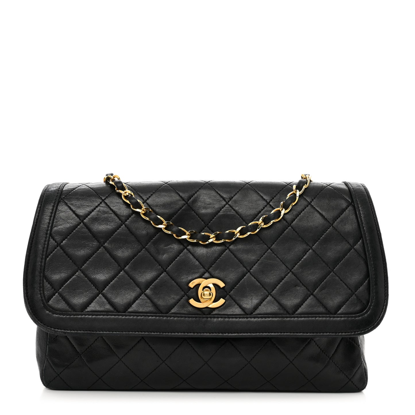 Lambskin Quilted Medium Single Flap Black