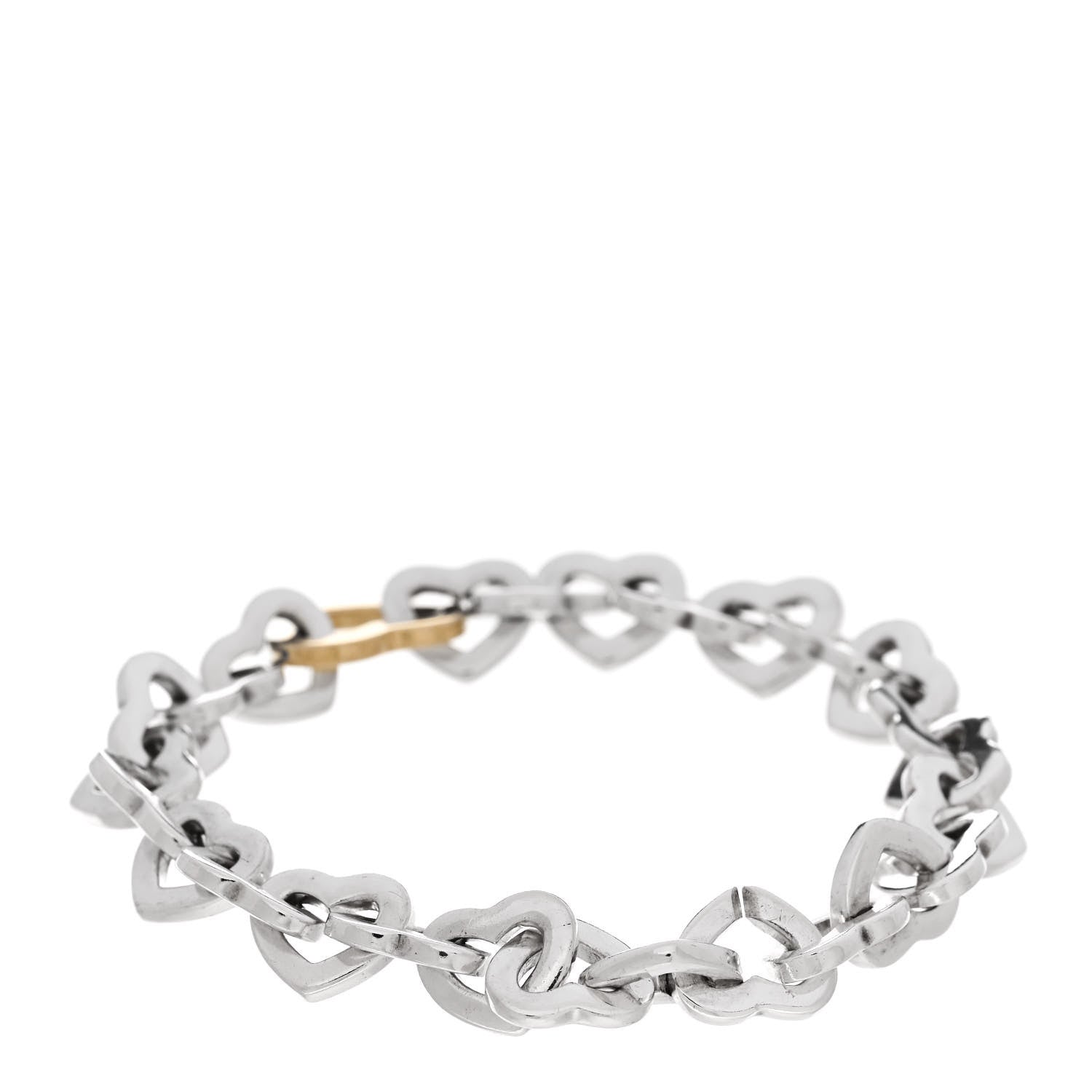 Tiffany Sterling Silver 18K Yellow Gold Heart Links Bracelet 2 of 3