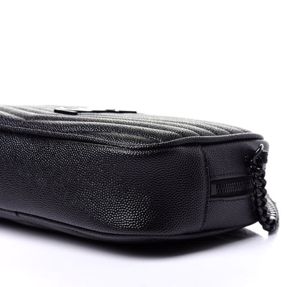 Saint Laurent Grain De Poudre Matelasse Monogram Mini Lou Camera Bag Black 7 of 11