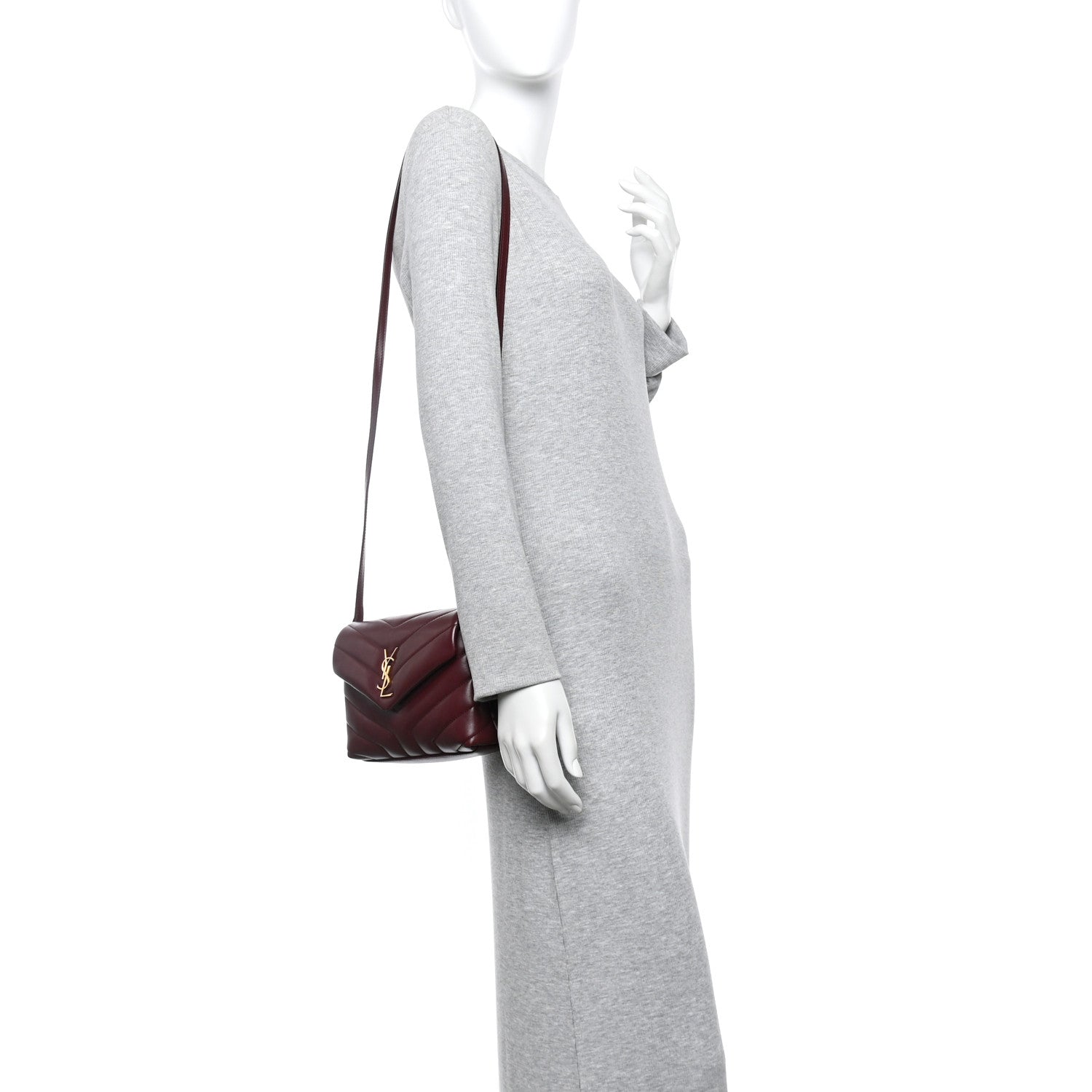 Saint Laurent Calfskin Y Quilted Monogram Toy Loulou Monogram Crossbody Bag Rouge Legion 2 of 12
