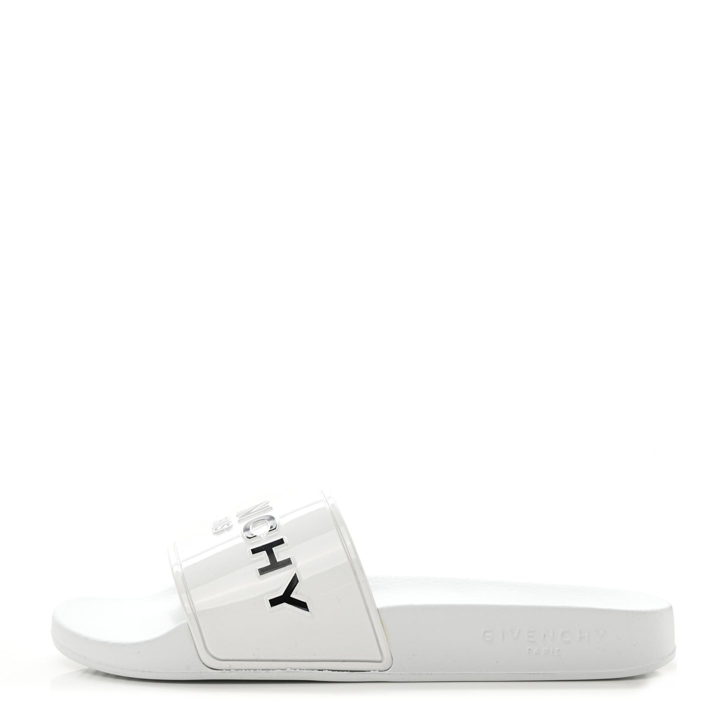 Rubber Logo Pool Slide Sandals 38 White