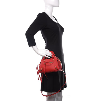 Balenciaga Smooth Calfskin Neo Classic Brass Hardware Mini City Red 3 of 11
