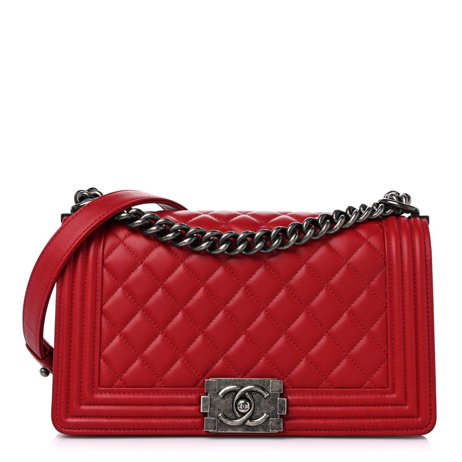 Chanel Calfskin Quilted Medium Boy Flap Red 1 of 13