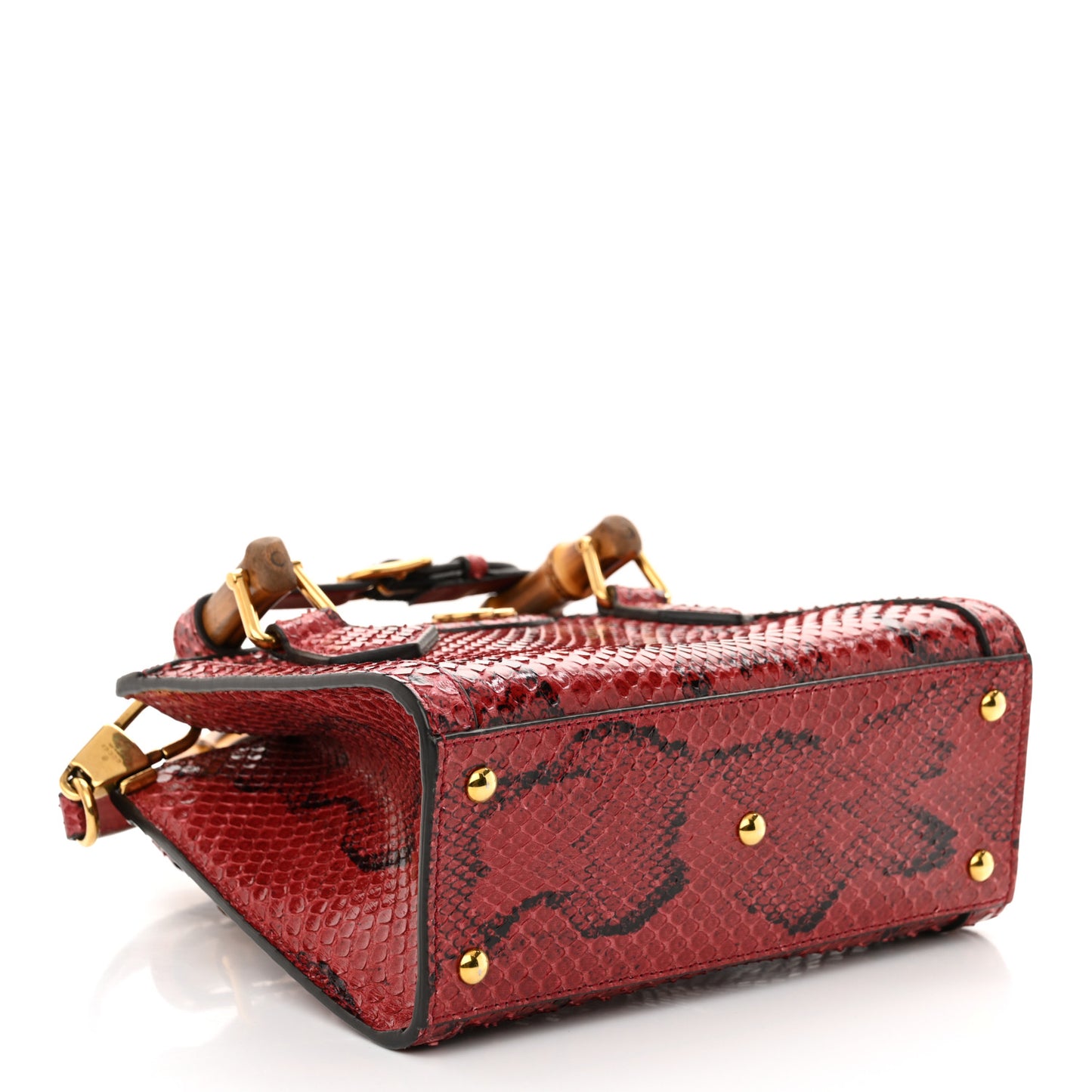 Snakeskin Mini Diana Tote Bag Red
