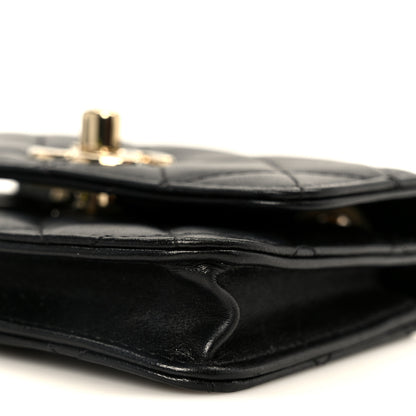 Chanel Lambskin Quilted Trendy CC Card Holder On Chain Black 11 of 12