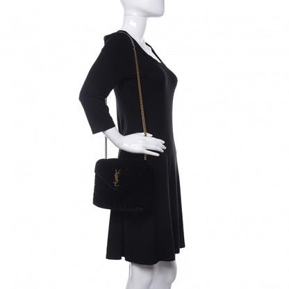 Saint Laurent Velvet Y Quilted Monogram Small Loulou Chain Satchel Black 2 of 17