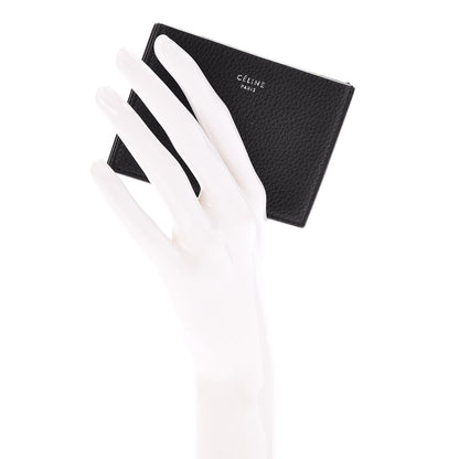 Celine Drummed Calfskin Gusset Card Holder Black 2 of 7