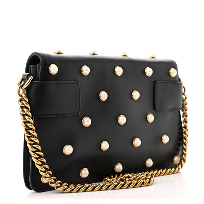 Gucci Nappa Pearl Studded Mini Queen Margaret Broadway Shoulder Bag Black 3 of 10
