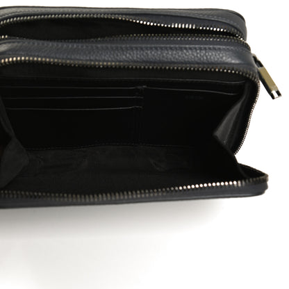 Christian Dior Grained Calfskin Double Zip Crossbody Pouch Black 5 of 9