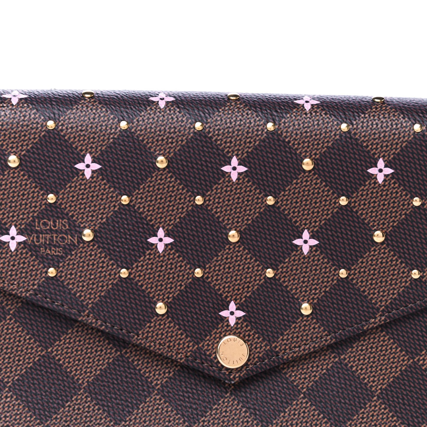 Damier Ebene Studded Pochette Felicie Chain Wallet
