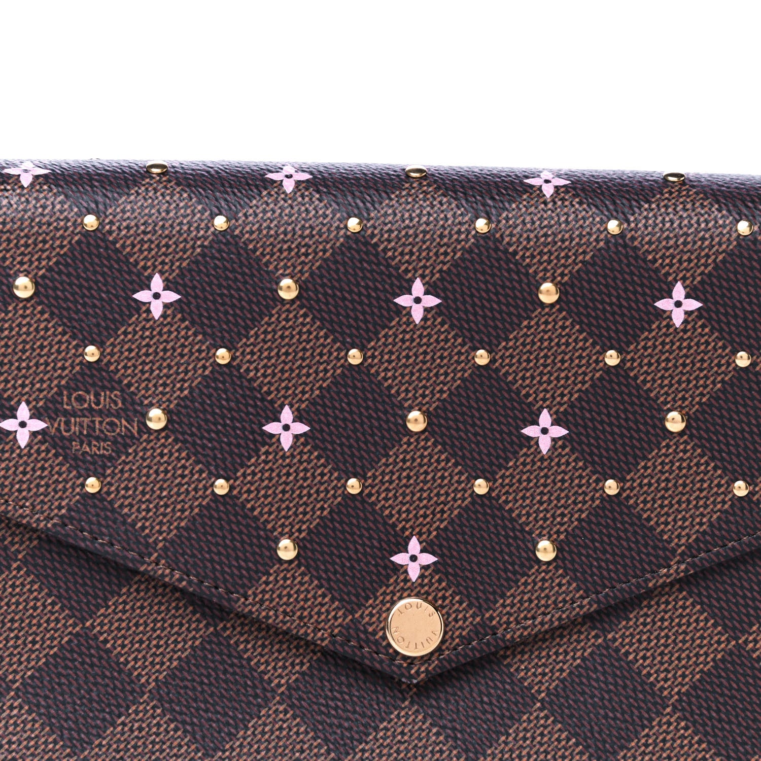 Louis Vuitton Damier Ebene Studded Pochette Felicie Chain Wallet 7 of 11