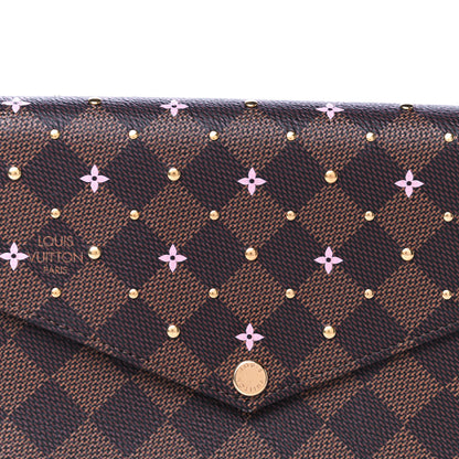 Louis Vuitton Damier Ebene Studded Pochette Felicie Chain Wallet 7 of 11