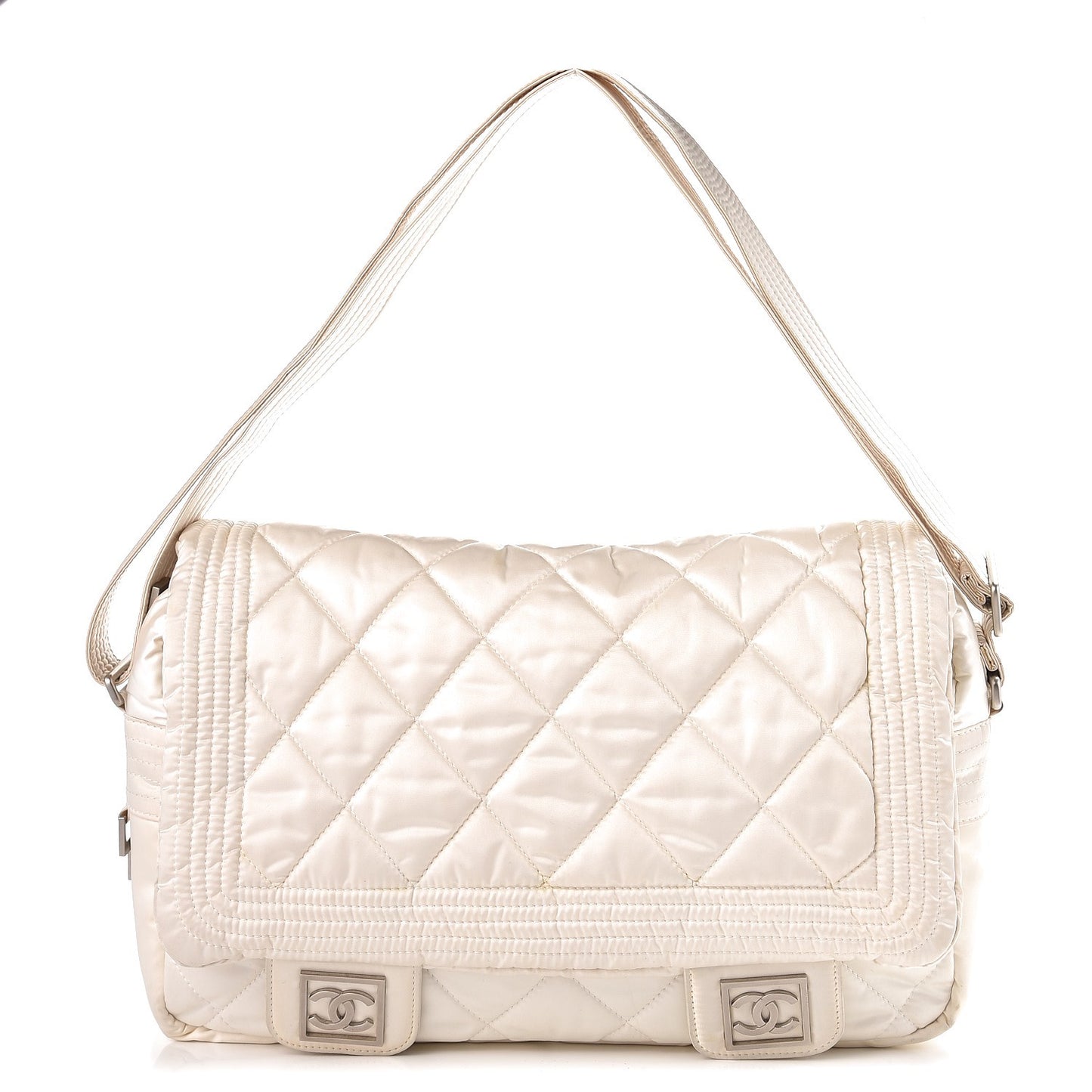 Nylon Ski Messenger Bag White