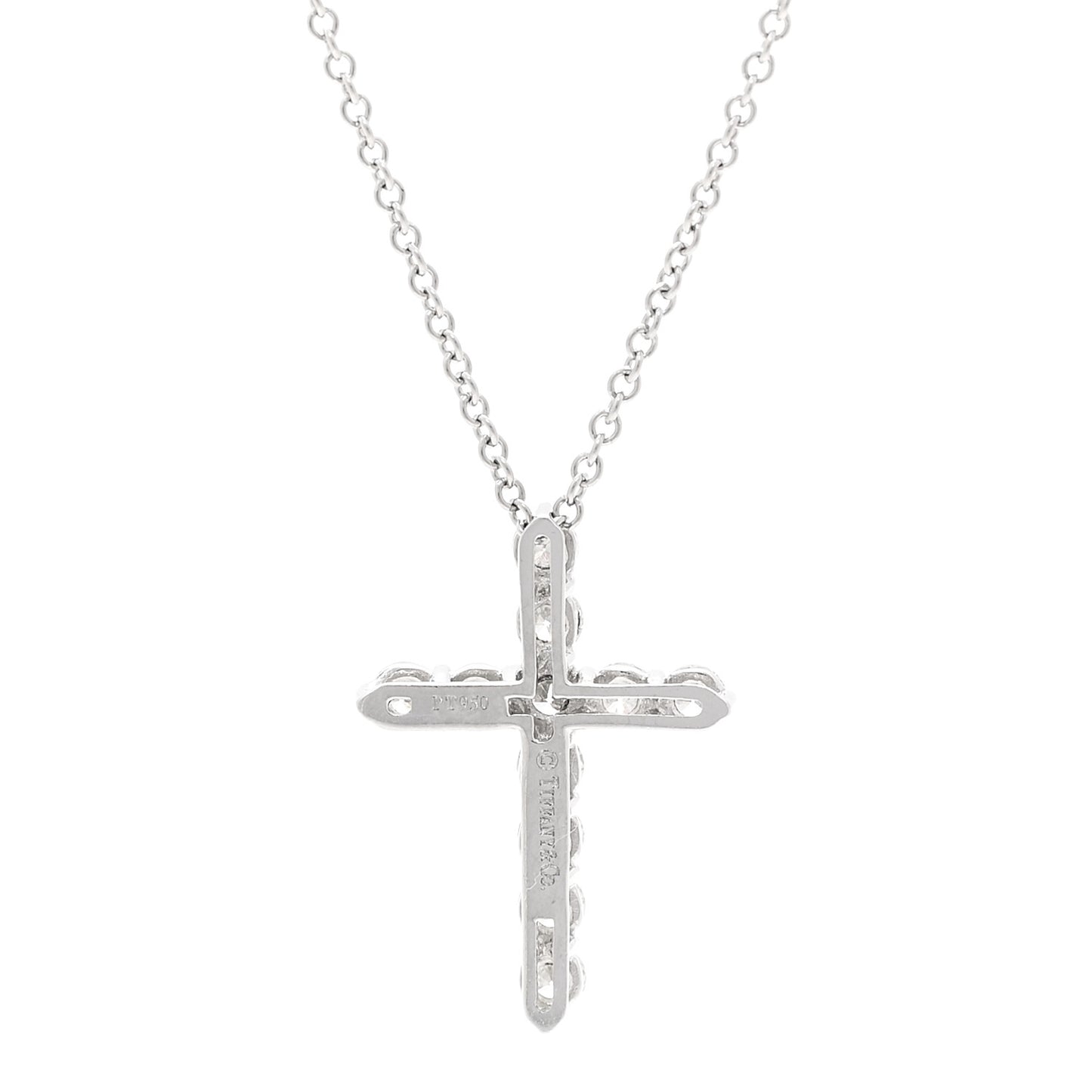 Platinum Diamond Small Cross Pendant Necklace