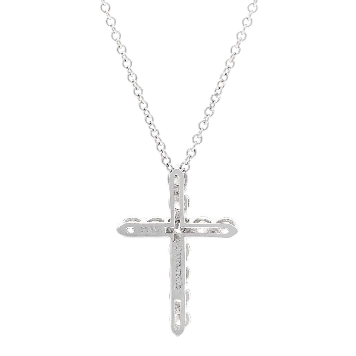 Tiffany Platinum Diamond Small Cross Pendant Necklace 4 of 6