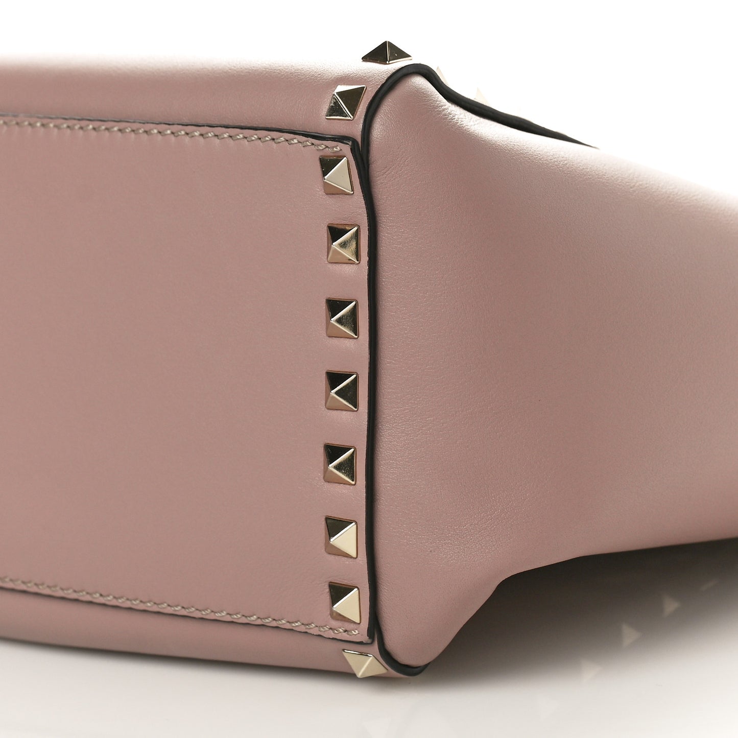 Vitello Rockstud Double Handle Tote Poudre