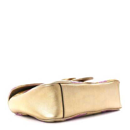 Gucci Metallic Calfskin Matelasse Small GG Marmont Shoulder Bag Gold Pink 4 of 12