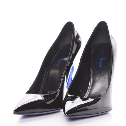 Saint Laurent Patent Calfskin Opyum 110 Pumps 40 Black Blue 3 of 15