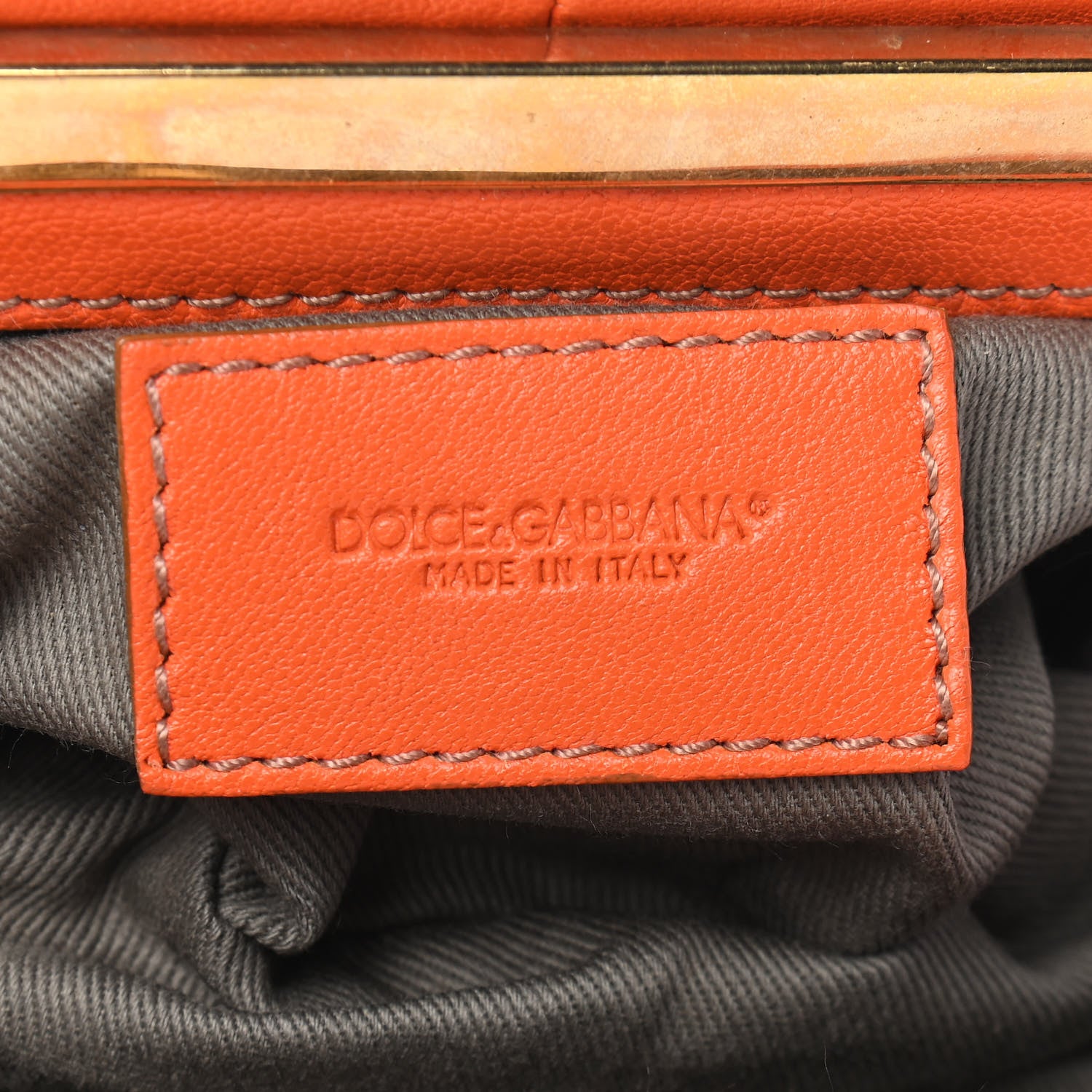 Dolce & Gabbana Vitello Frame Chain Wallet Orange 6 of 10