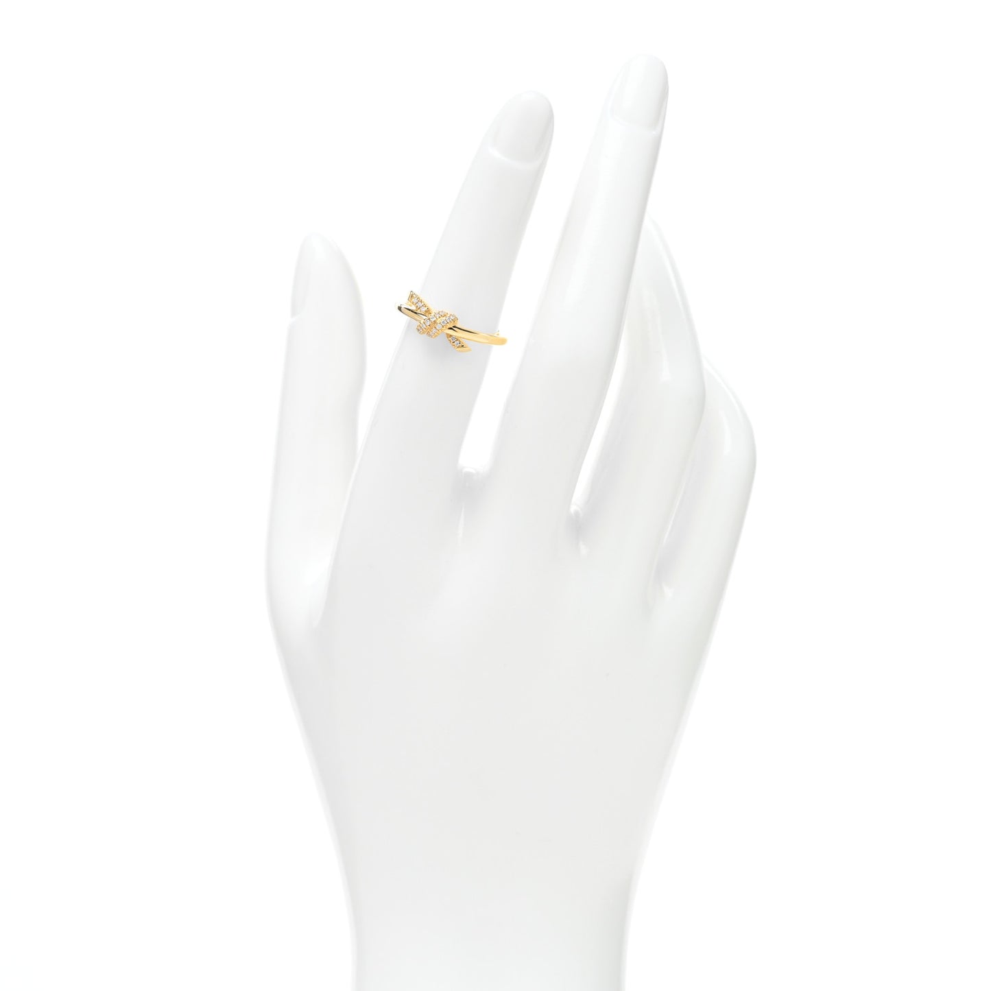 18K Yellow Gold Diamond Small Knot Ring 51 5.75