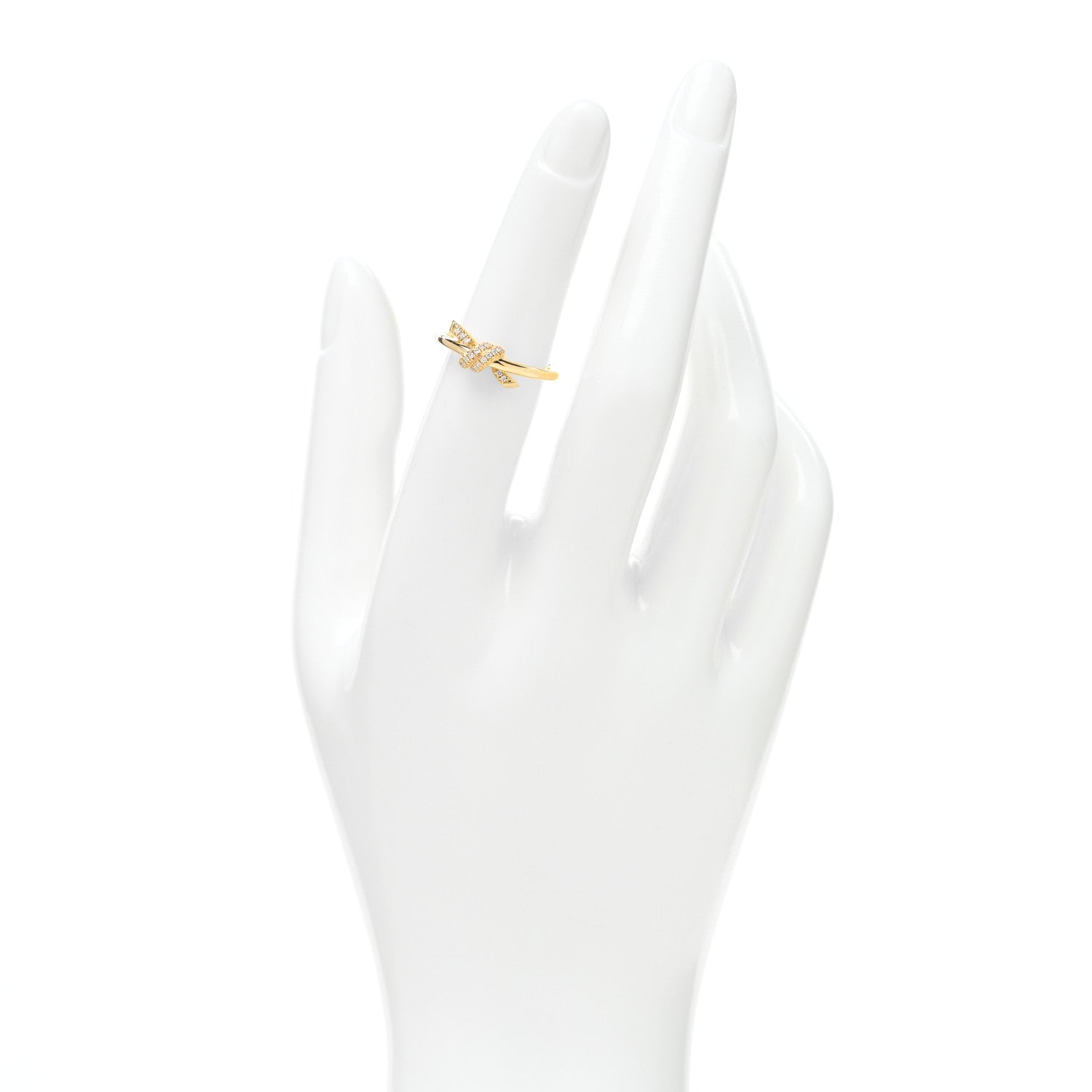 Tiffany 18K Yellow Gold Diamond Small Knot Ring 49 4.75 2 of 4