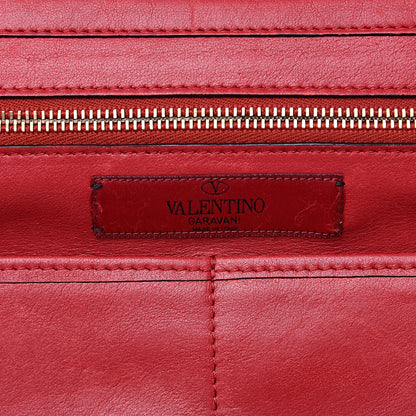 Valentino Garavani Vitello Colorblock Medium Rockstud Tote Deep Rose Clover Grey Scarlet 6 of 20